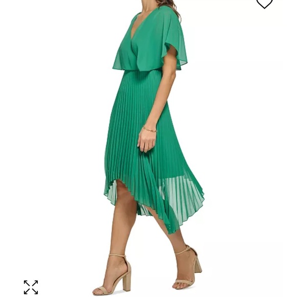 Dark Green Kenzie Dress (DARK Green) layers of chiffon and soft pleats, size 4 - Picture 5 of 7